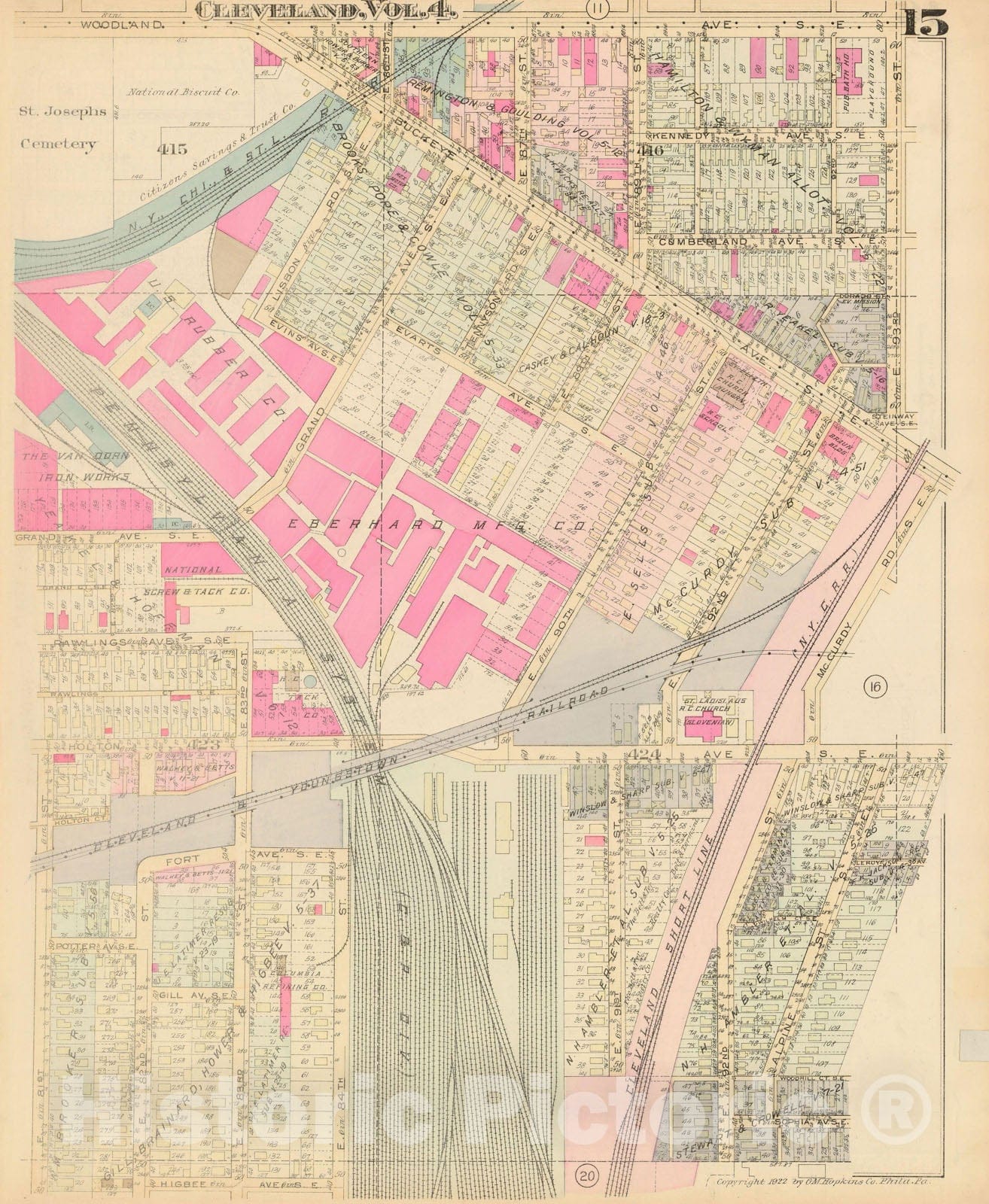 Historic Map : Atlas City of Cleveland, Vol. Four, Cleveland 1922 15R , Vintage Wall Art