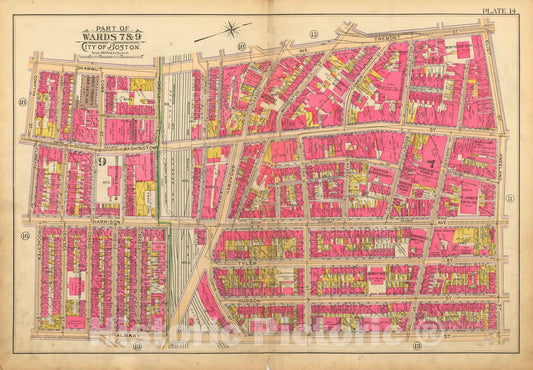 Historic Map : Atlas of Boston Proper, 1902 Plate 014 , Vintage Wall Art