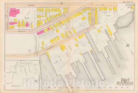 Historic Map : Atlas City of Boston, Vol. 9, East Boston 1892 Plate 005 , Vintage Wall Art
