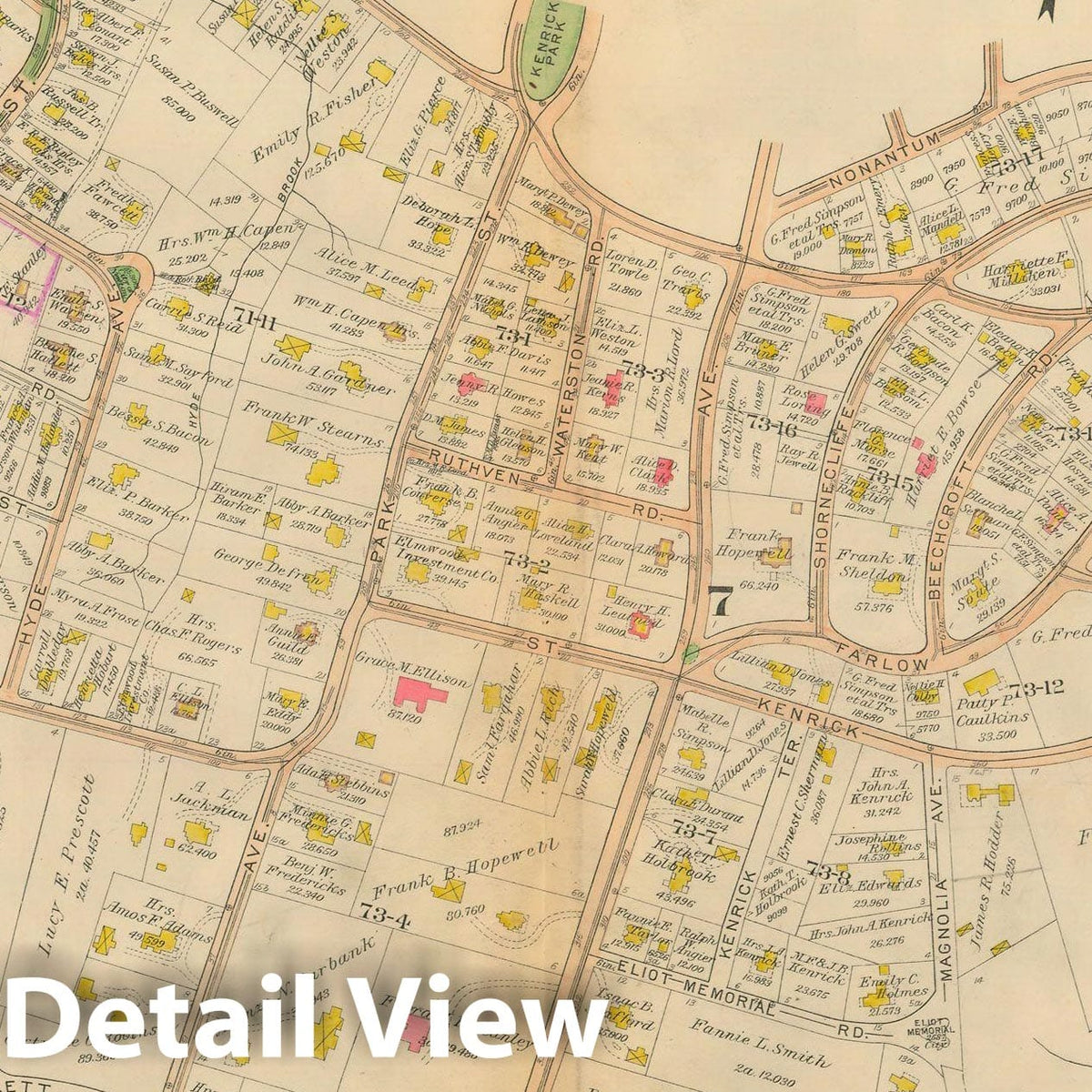 Historic Map : Atlas City of Newton Massachusetts 1917 Plate 003 , Vintage Wall Art