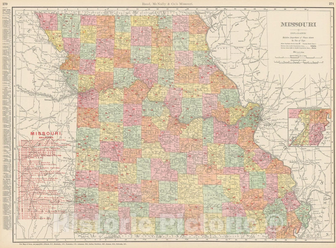 Historic Map : Missouri 1903 , Rand McNally Business Atlas , Vintage Wall Art