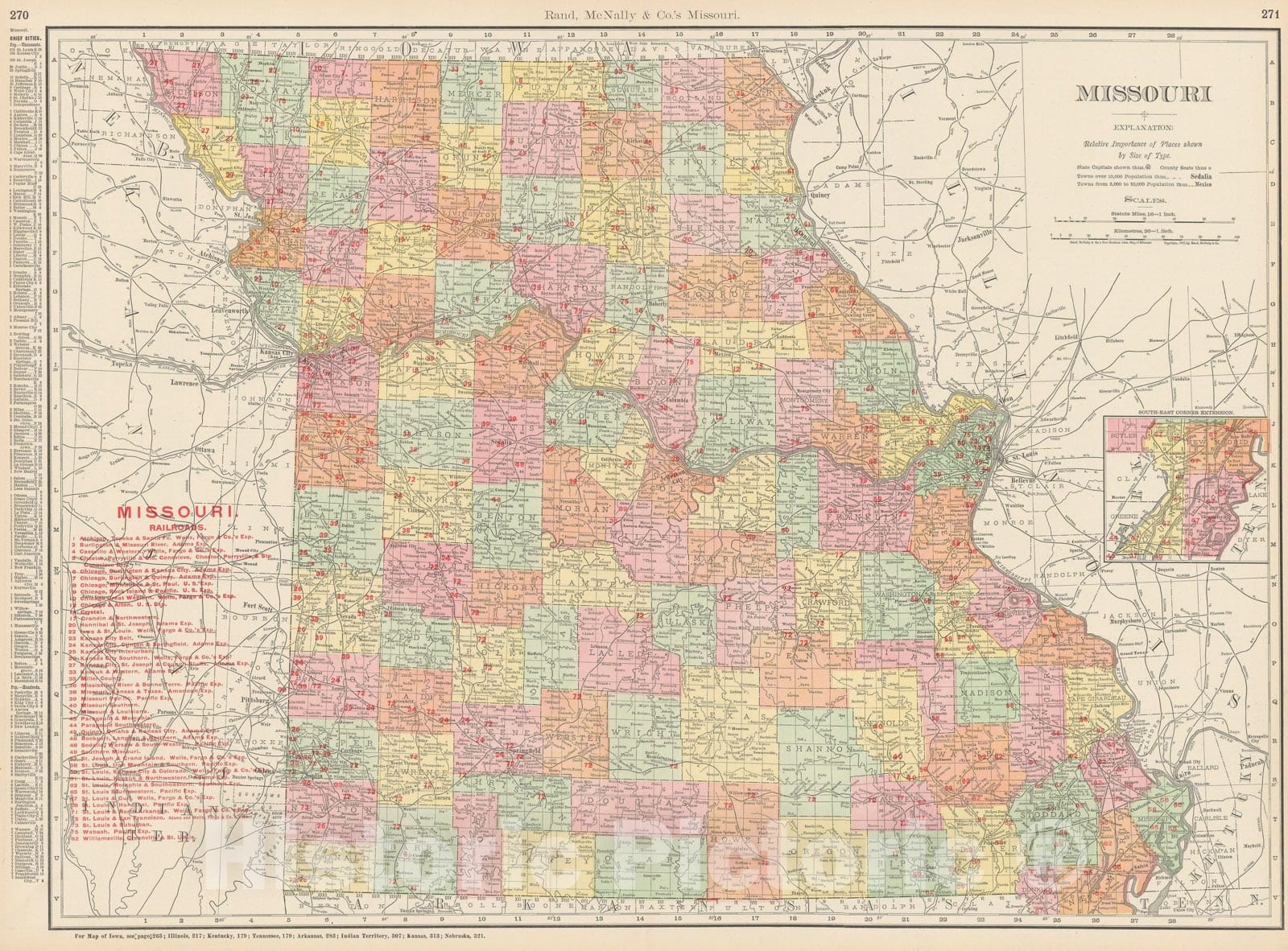 Historic Map : Missouri 1903 , Rand McNally Business Atlas , Vintage Wall Art