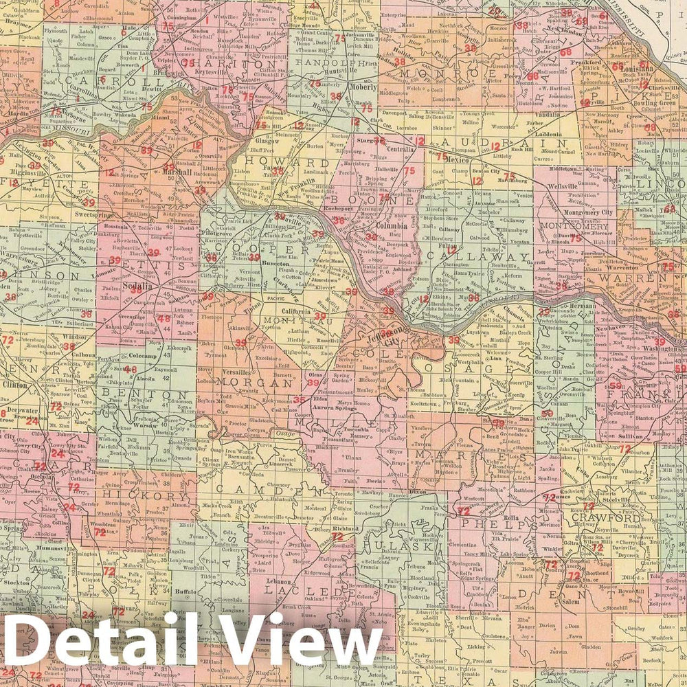 Historic Map : Missouri 1903 , Rand McNally Business Atlas , Vintage Wall Art