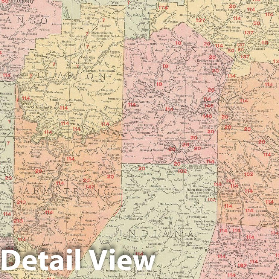 Historic Map : Pennsylvania 1903 , Rand McNally Business Atlas , Vintage Wall Art