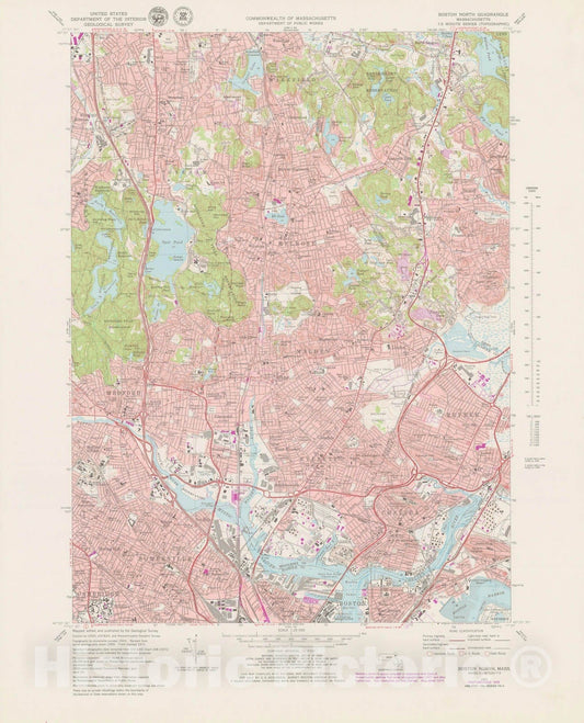 Historic Map : USGS 7.5 Minute Sheets and Quadrangles, Everett & Medford & Revere & Somerville 1979 Topographic Map , Vintage Wall Art