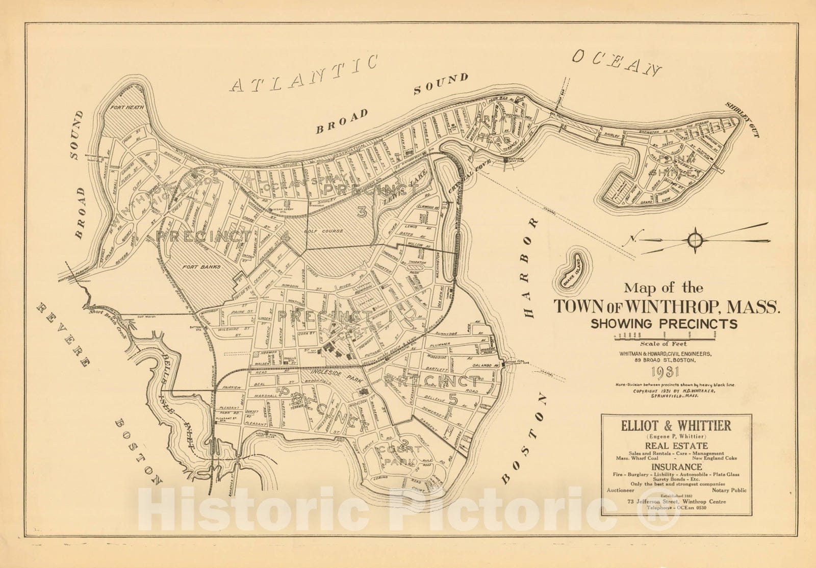 Historic Map : Winthrop 1931 , Vintage Wall Art