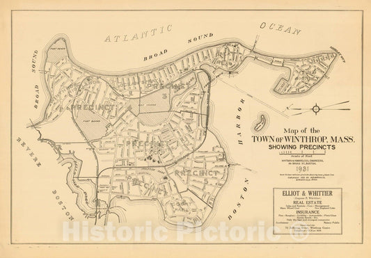 Historic Map : Winthrop 1931 , Vintage Wall Art