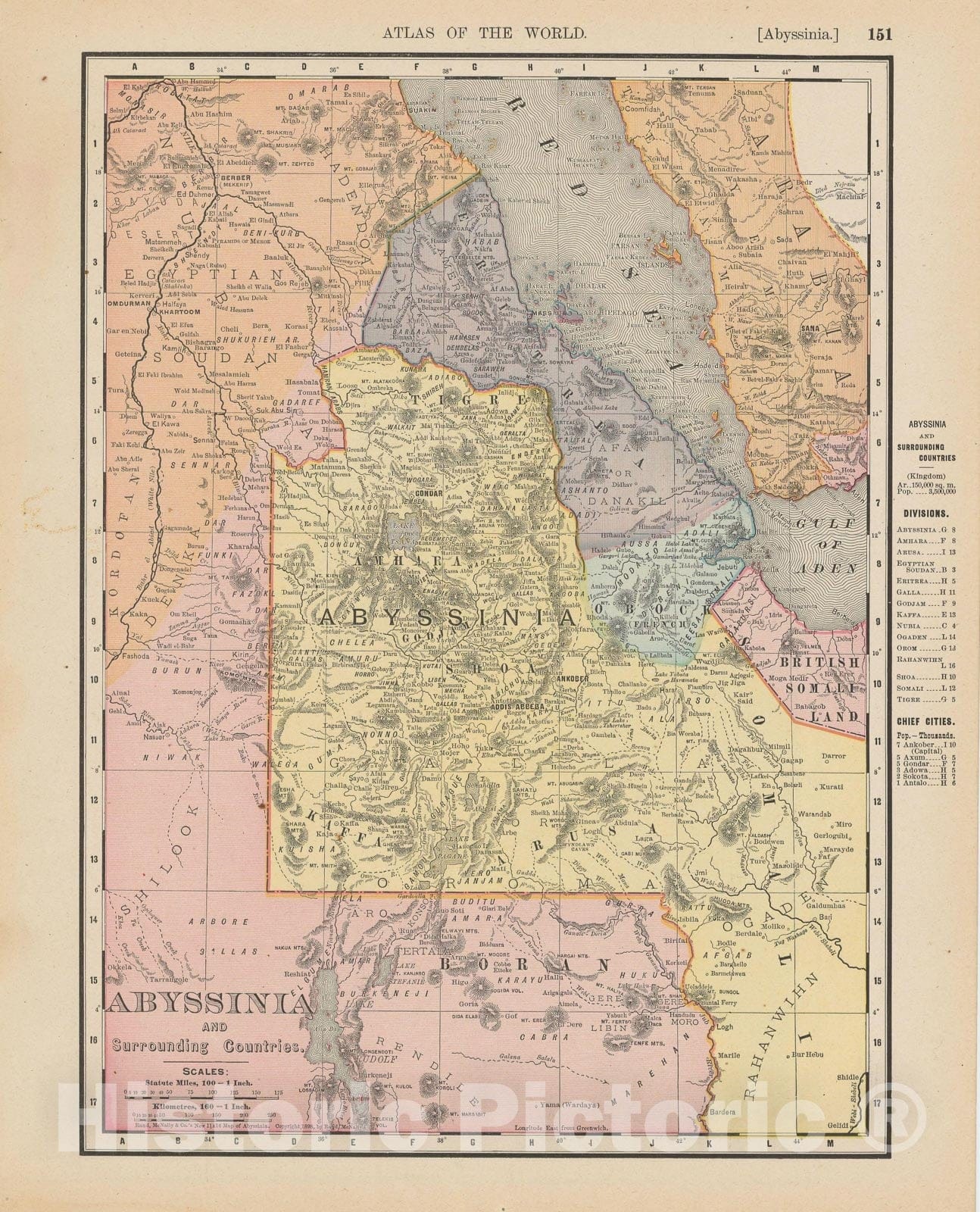Historic Map : Ethiopia & Abyssinia 1900 , Universal Atlas World , Vintage Wall Art