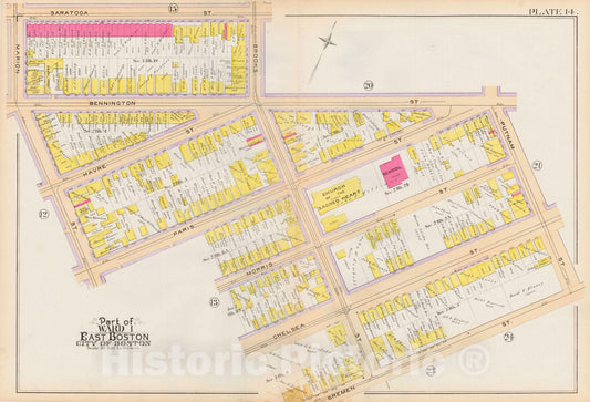 Historic Map : Atlas City of Boston, Vol. 9, East Boston 1892 Plate 014 , Vintage Wall Art