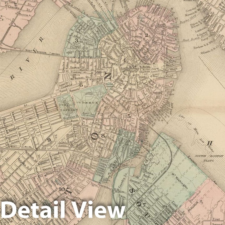 Historic Map : Suffolk County, Boston 1870 , Vintage Wall Art