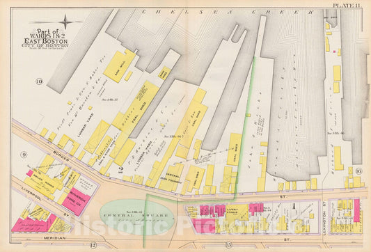Historic Map : Atlas City of Boston, Vol. 9, East Boston 1892 Plate 011 , Vintage Wall Art