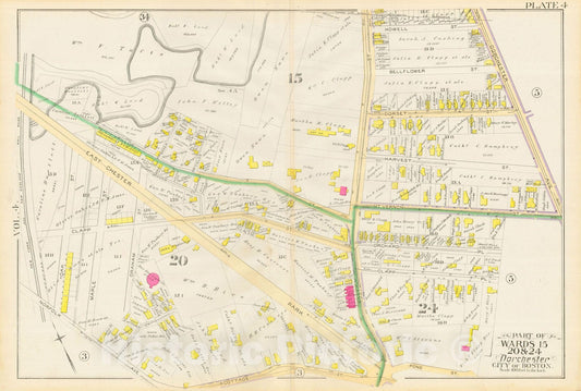 Historic Map : Atlas City of Boston, Vol. 5, Dorchester, Dorchester 1889 Plate 004 , Vintage Wall Art
