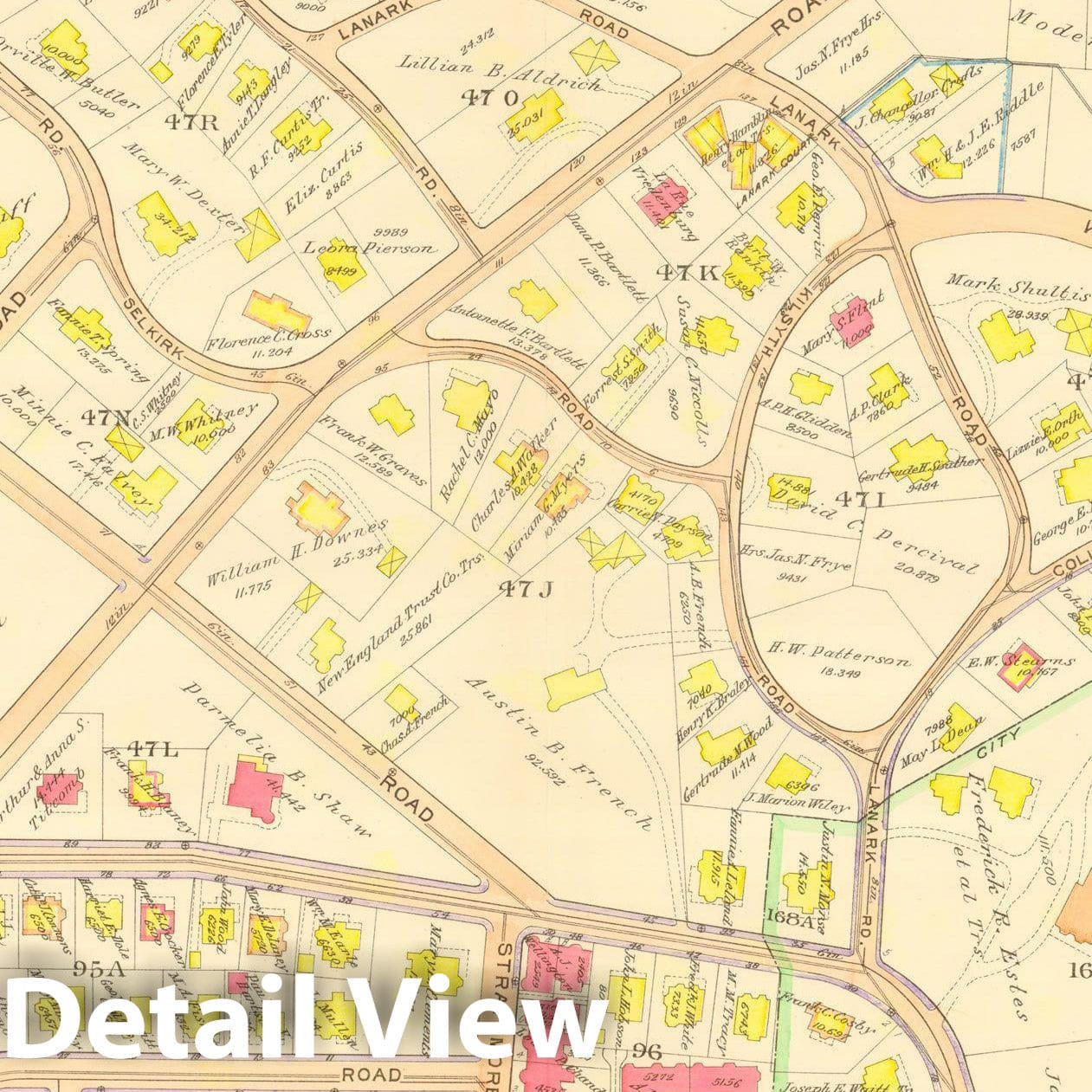 Historic Map : Atlas Town of Brookline, Norfolk County Massachusetts, Brookline 1913 Plate 009 , Vintage Wall Art