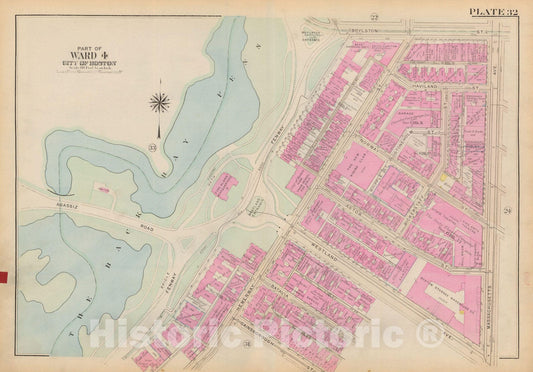 Historic Map : Atlas City of Boston: Boston Proper and Back Bay, Boston 1928 Plate 032 , Vintage Wall Art