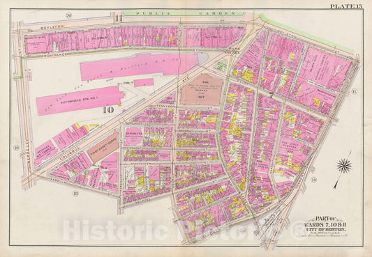 Historic Map : Atlas City of Boston: Boston Proper and Back Bay, Boston 1908 Plate 015 , Vintage Wall Art