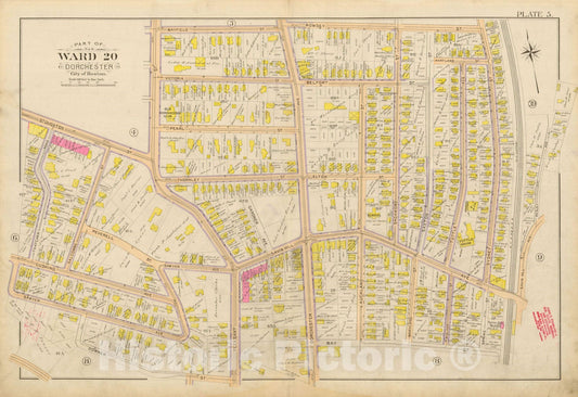 Historic Map : Atlas City of Boston, Vol. 5, Dorchester, Dorchester 1898 Plate 005 , Vintage Wall Art