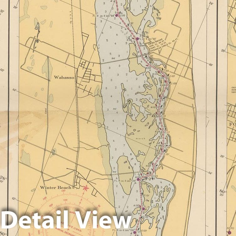 Historic Map : Coastal Charts - Florida Intracoastal: Eau Gallie to Walton 1948 , Vintage Wall Art
