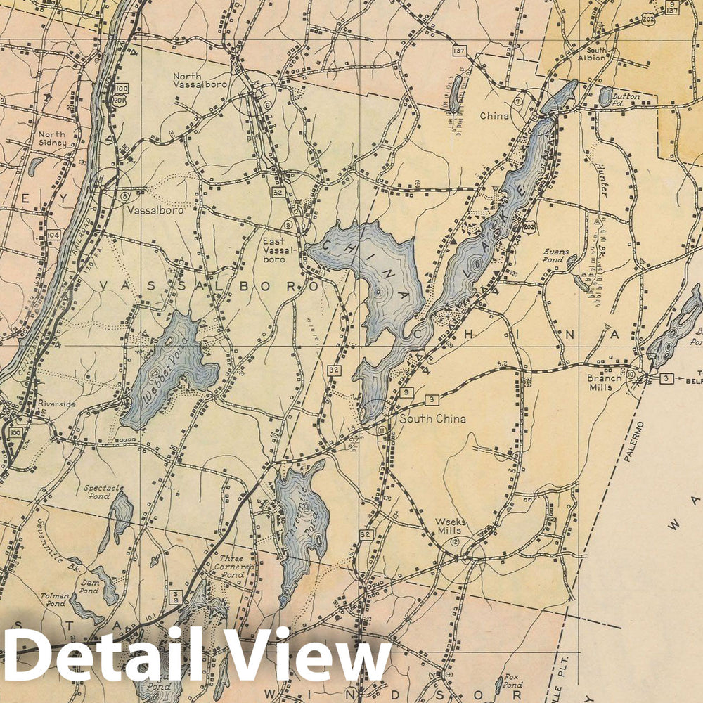 Historic Map : Maine General Highway County Maps, Kennebec 1938 Plate 020 , Vintage Wall Art