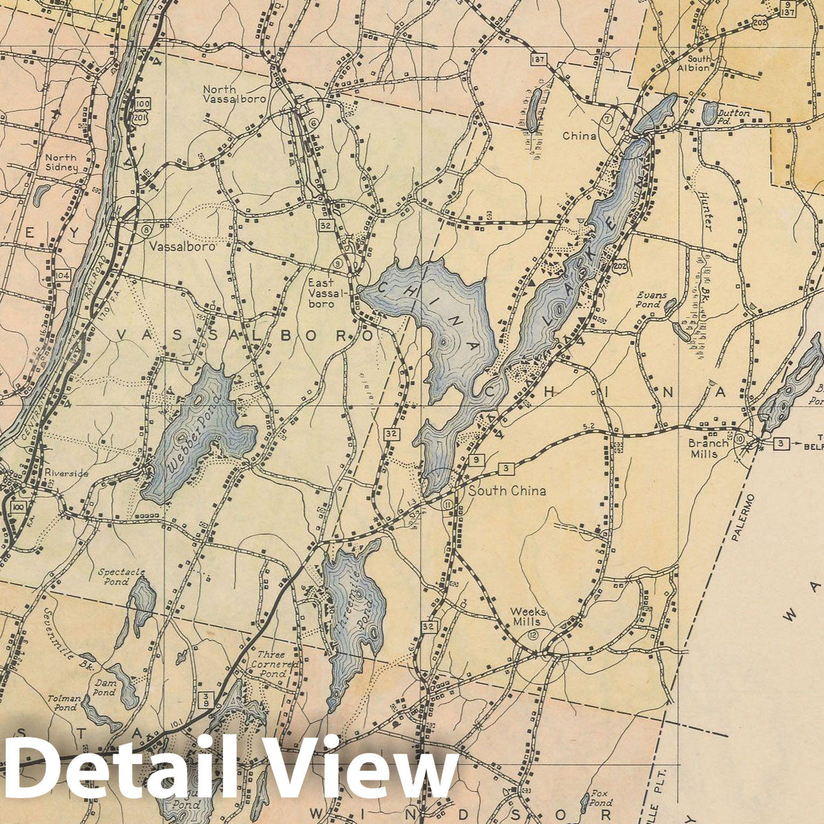 Historic Map : Maine General Highway County Maps, Kennebec 1938 Plate 020 , Vintage Wall Art