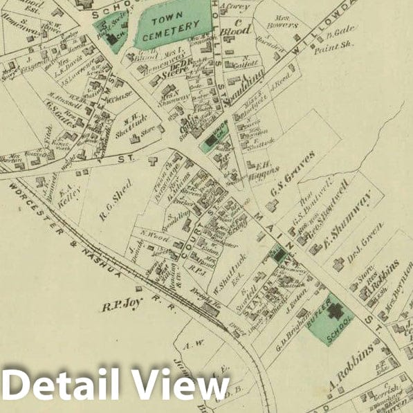 Historic Map : County Atlas of Middlesex Massachusetts, Groton 1875 , Vintage Wall Art