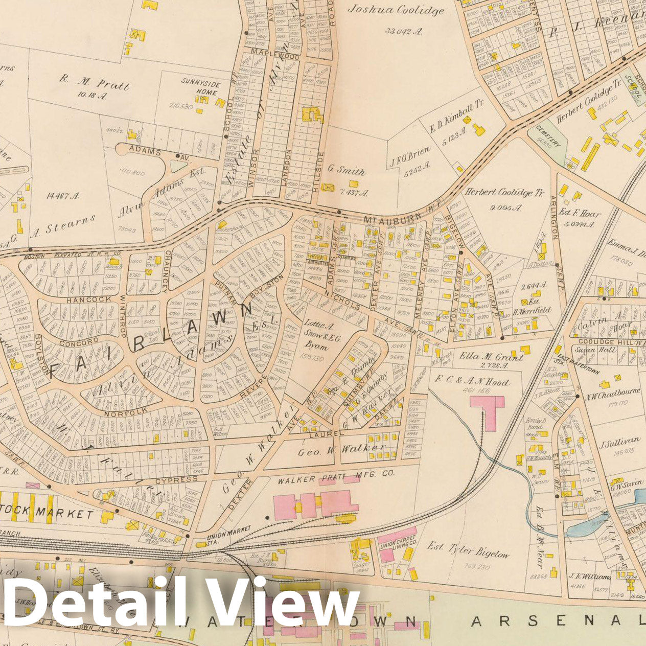Historic Map : Atlas of Middlesex County, MA Vol. 1, Watertown 1900 Plate 022 , Vintage Wall Art