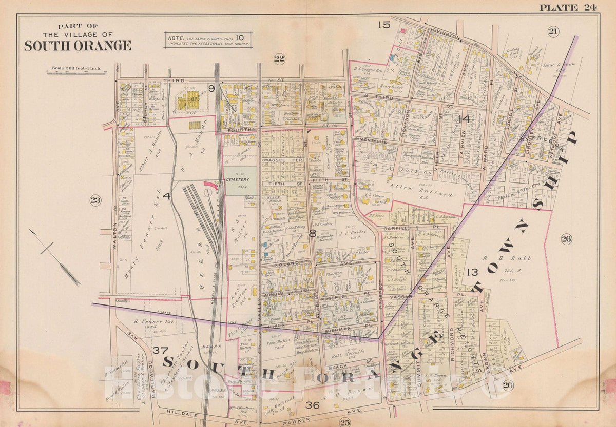 Historic Map : The Oranges, South Orange,Plate 024 , Vintage Wall Art