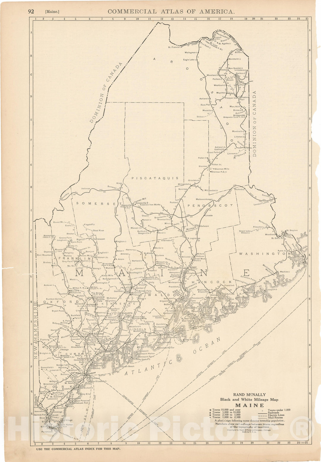 Historic Map : Maine 1925 , Vintage Wall Art