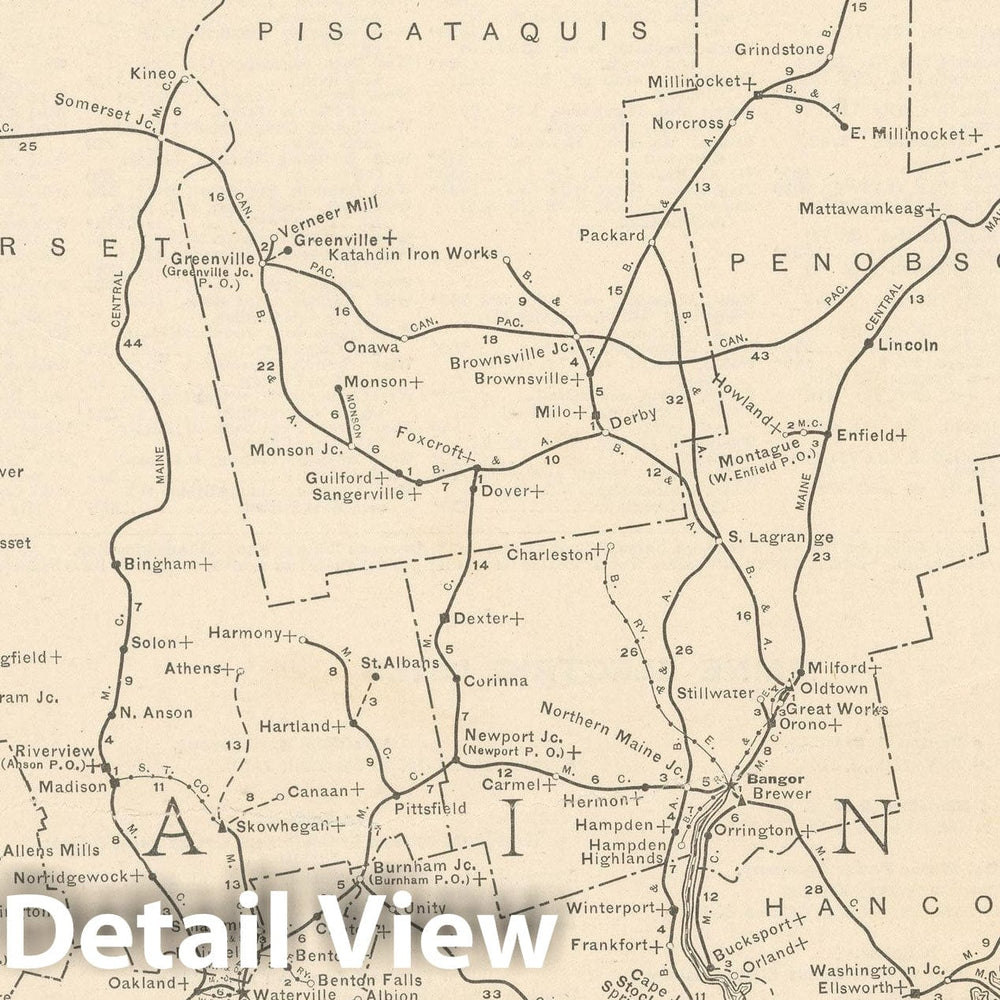 Historic Map : Maine 1925 , Vintage Wall Art