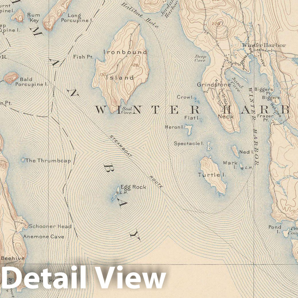 Historic Map : Atlas of Maine 1905, Bar Harbor & Eden & Gouldsboro & Mount Desert Island & Sorrento & Winter Harbor 1905 Topographic Map , Wall Decor Poster Art, Vintage Wall Art