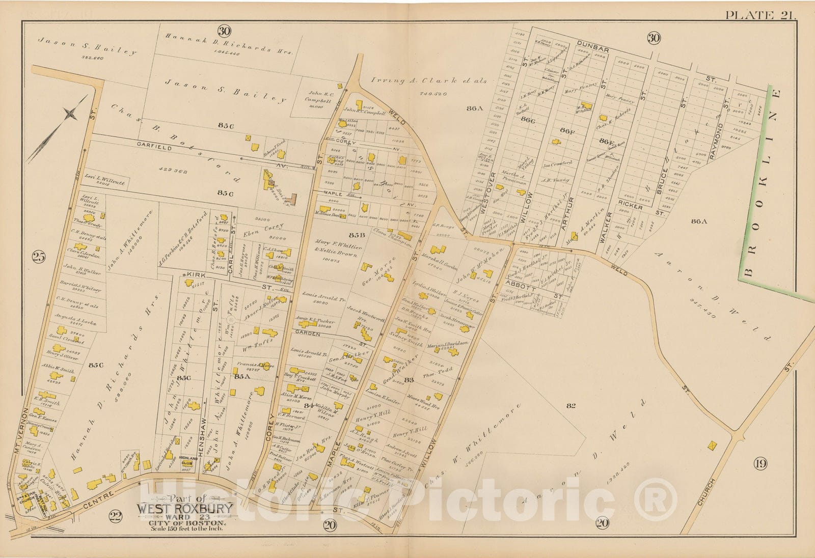 Historic Map : Atlas City of Boston, West Roxbury 1890 Plate 021 , Vintage Wall Art