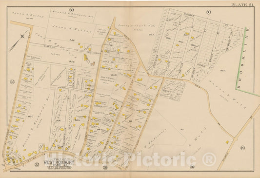 Historic Map : Atlas City of Boston, West Roxbury 1890 Plate 021 , Vintage Wall Art