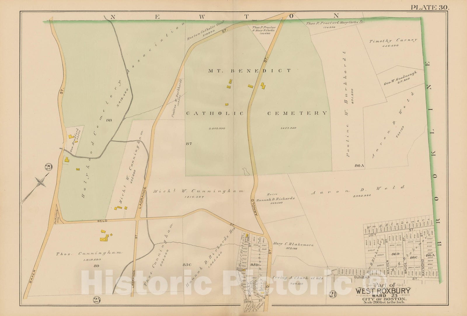 Historic Map : Atlas City of Boston, West Roxbury 1890 Plate 030 , Vintage Wall Art