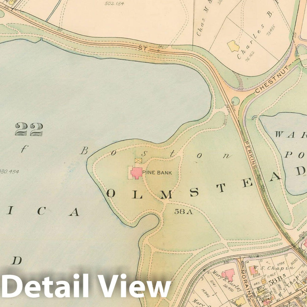 Historic Map : Atlas City of Boston, West Roxbury, Jamaica Plain 1924 Plate 009 , Vintage Wall Art