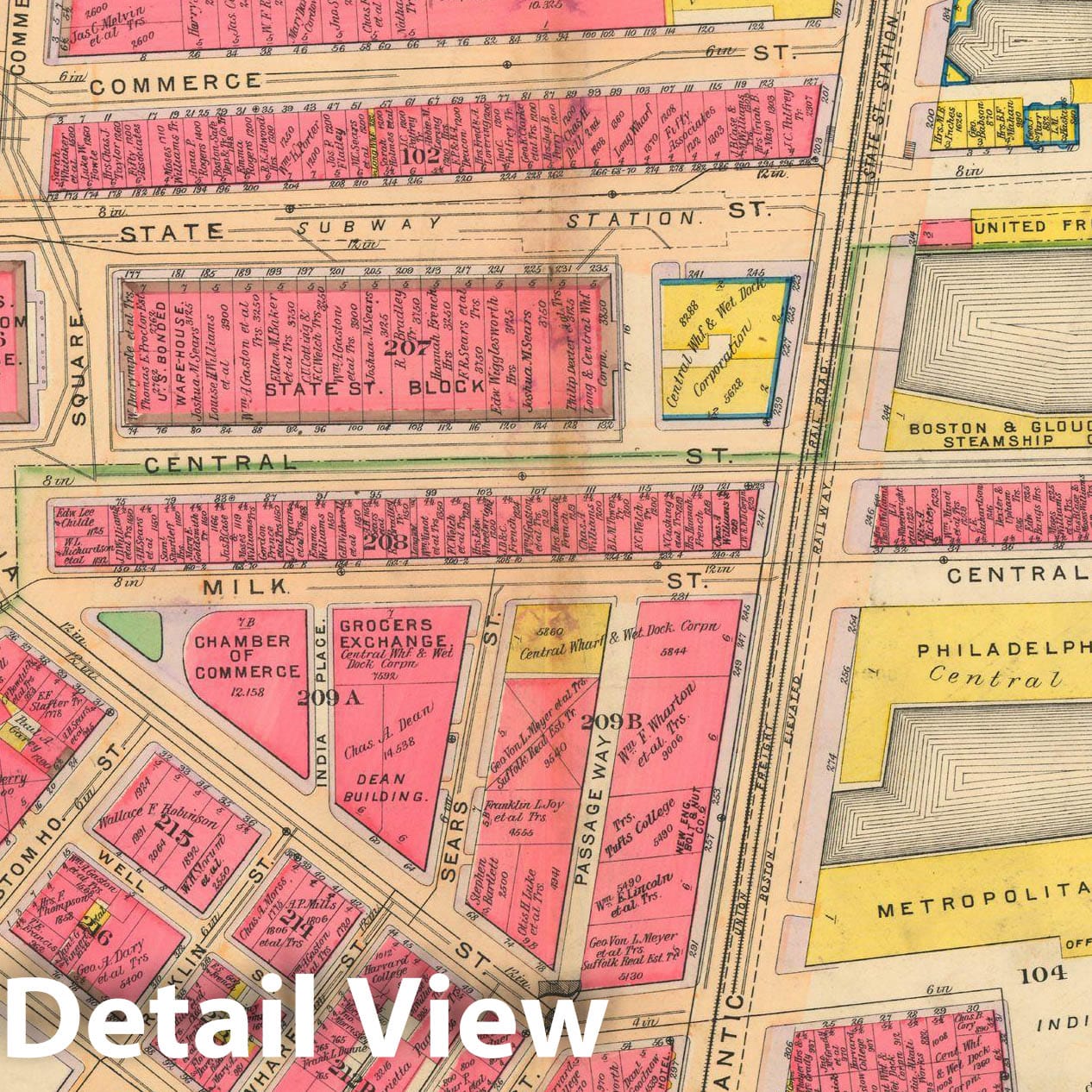 Historic Map : Atlas of Boston Proper, 1902 Plate 009 , Vintage Wall Art