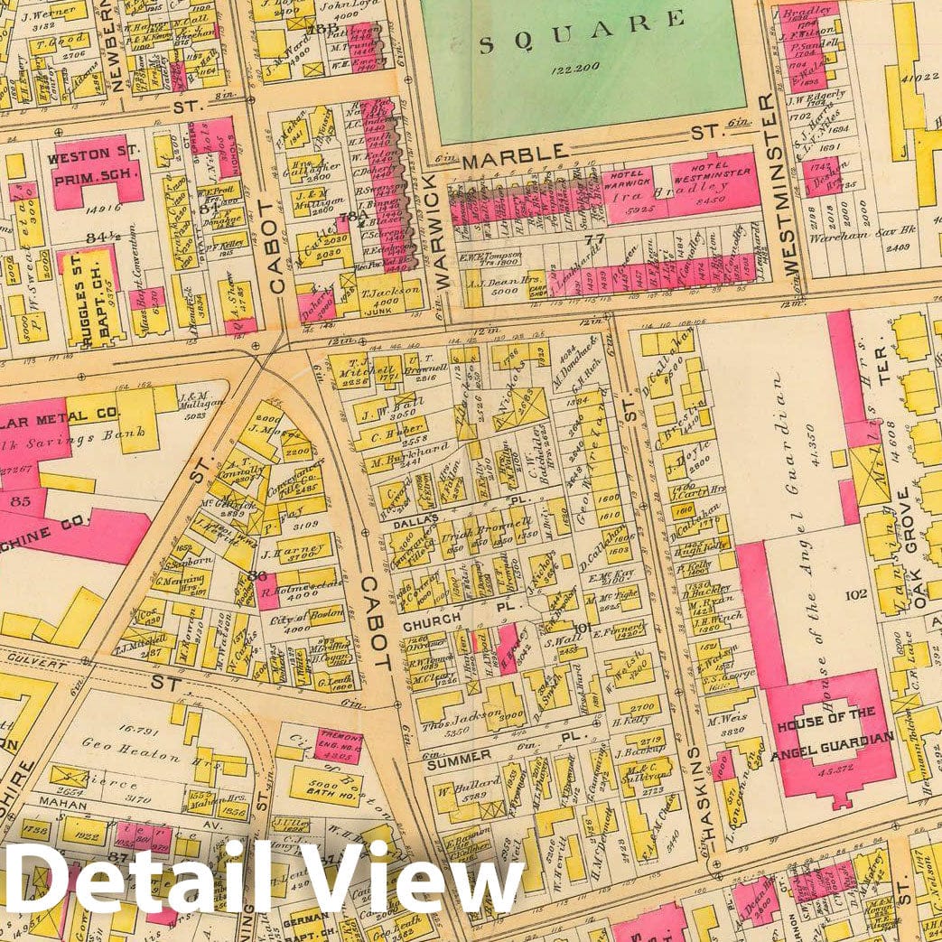 Historic Map : Atlas City of Boston, City Proper and Roxbury, Boston & Roxbury 1890 Plate 024 , Vintage Wall Art
