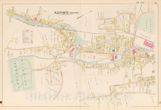 Historic Map : Atlas of Berkshire County Massachusetts, Adams 1904 Plate 056 , Vintage Wall Art