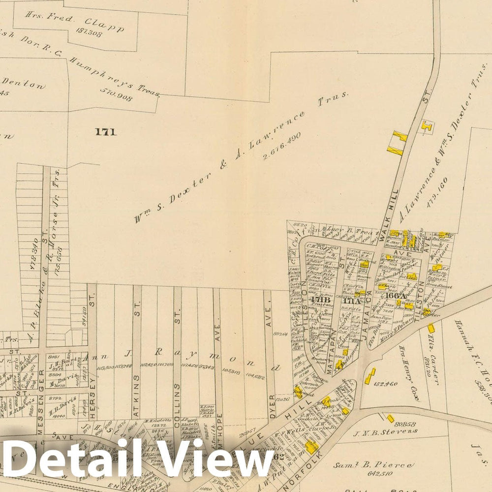 Historic Map : Atlas of Dorchester, Dorchester 1884 Plate Q , Vintage Wall Art