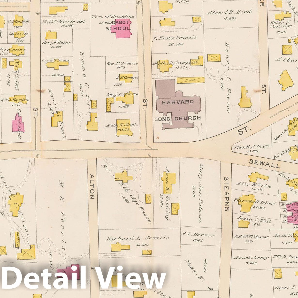 Historic Map : Atlas Town of Brookline, Brookline 1893 Plate 014 , Vintage Wall Art