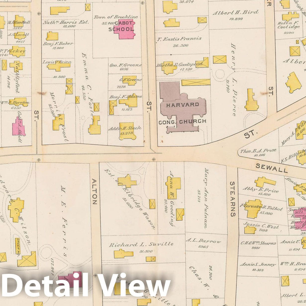 Historic Map : Atlas Town of Brookline, Brookline 1893 Plate 014 , Vintage Wall Art