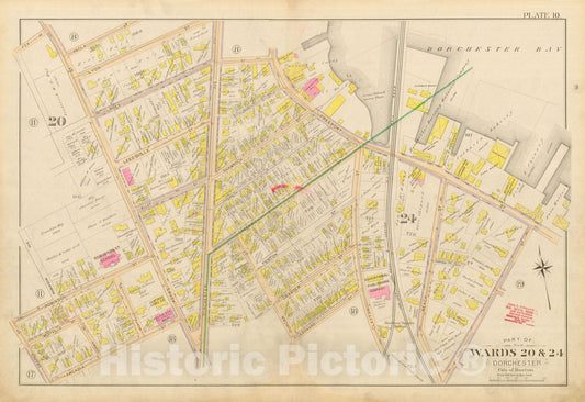 Historic Map : Atlas City of Boston, Vol. 5, Dorchester, Dorchester 1898 Plate 010 , Vintage Wall Art