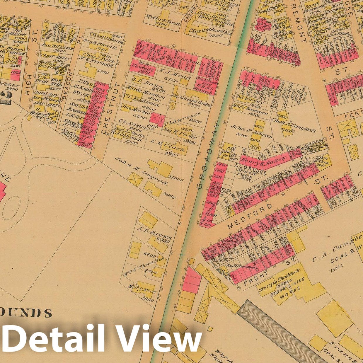 Historic Map : Atlas City of Chelsea and the Towns of Revere and Winthrop 1886 Plate A , Vintage Wall Art