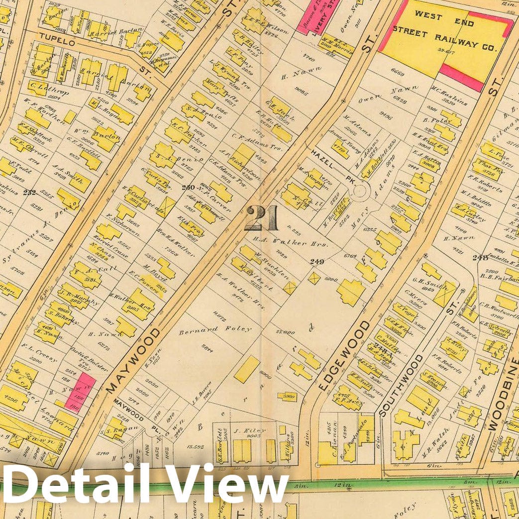 Historic Map : Atlas City of Boston, City Proper and Roxbury, Boston & Roxbury 1890 Plate 031 , Vintage Wall Art