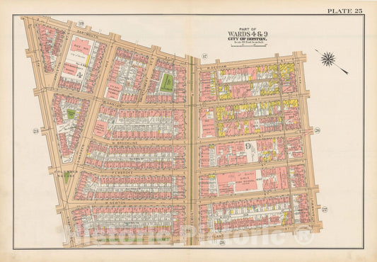 Historic Map : Atlas City of Boston, Boston 1938 Plate 025 , Vintage Wall Art