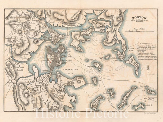 Historic Map : Revolutionary War Maps of Boston and Massachusetts, Boston 1770 , Vintage Wall Art