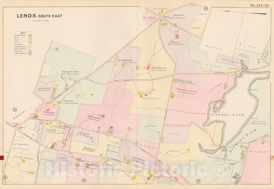 Historic Map : Atlas of Berkshire County Massachusetts, Lenox 1904 Plate 023 , Vintage Wall Art