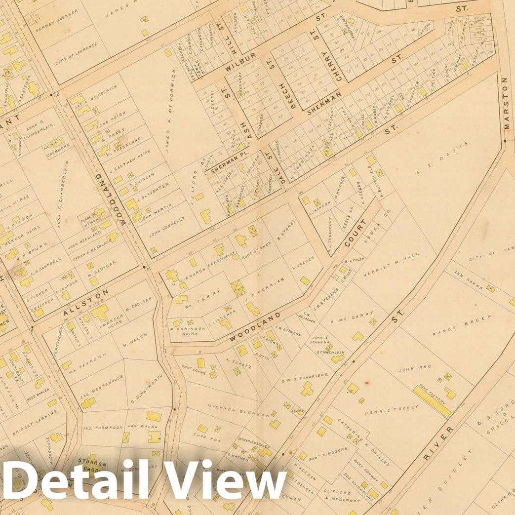 Historic Map : Atlas City of Lawrence and the Towns of Methuen, Andover and North Andover 1896 Plate 004 , Vintage Wall Art