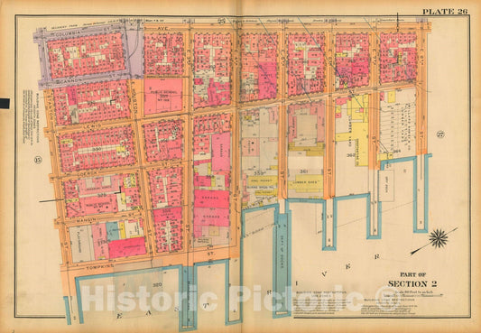 Historic Map : Atlas City of New York, Borough of Manhattan, Volume One, Battery to 14th Street, Manhattan 1922 Plate 026 , Vintage Wall Art