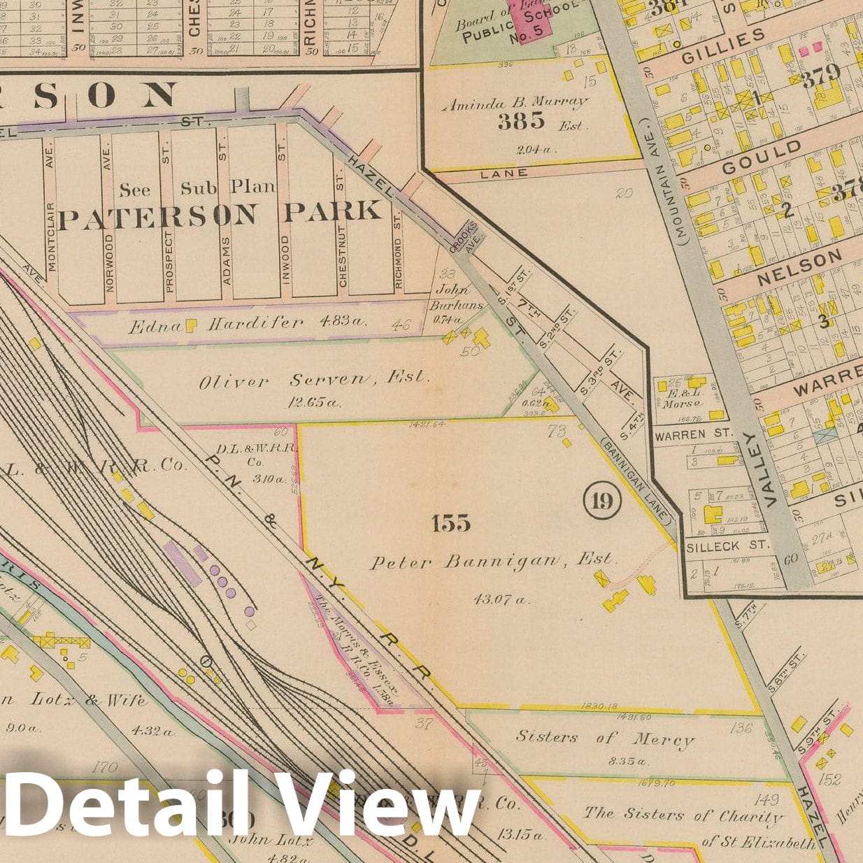 Historic Map : Atlas City of Passaic and Acquackanon Township, Passaic County New Jersey, Acquackanonk & Passaic 1916 Plate 022 , Vintage Wall Art