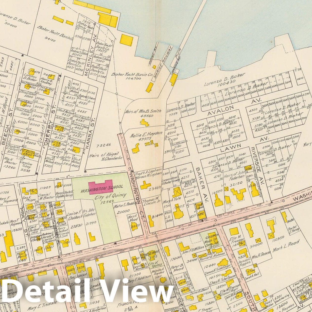 Historic Map : Atlas City of Quincy, Quincy 1907 Plate 020 , Vintage Wall Art