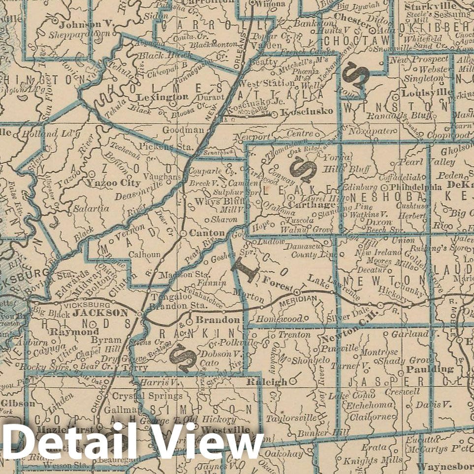 Historic Map : Mississippi 1877 , Business Atlas of the USA , Vintage Wall Art